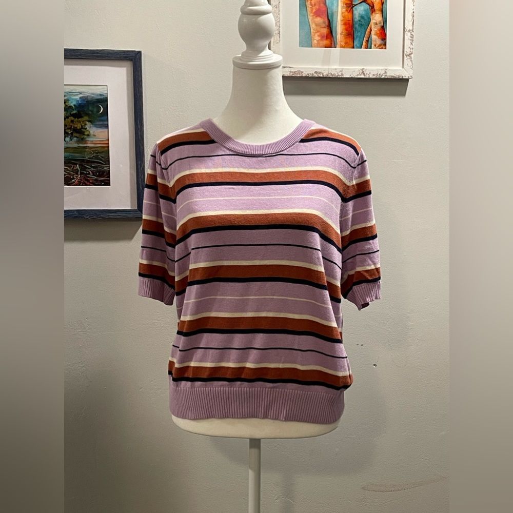 Heartloom Purple Striped Sweater- Size Large